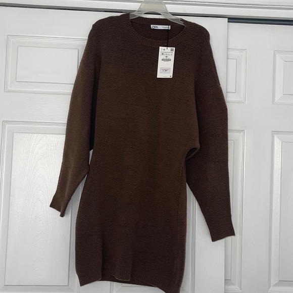NWT Zara Brown Sweater Dress - Picture 1 of 3
